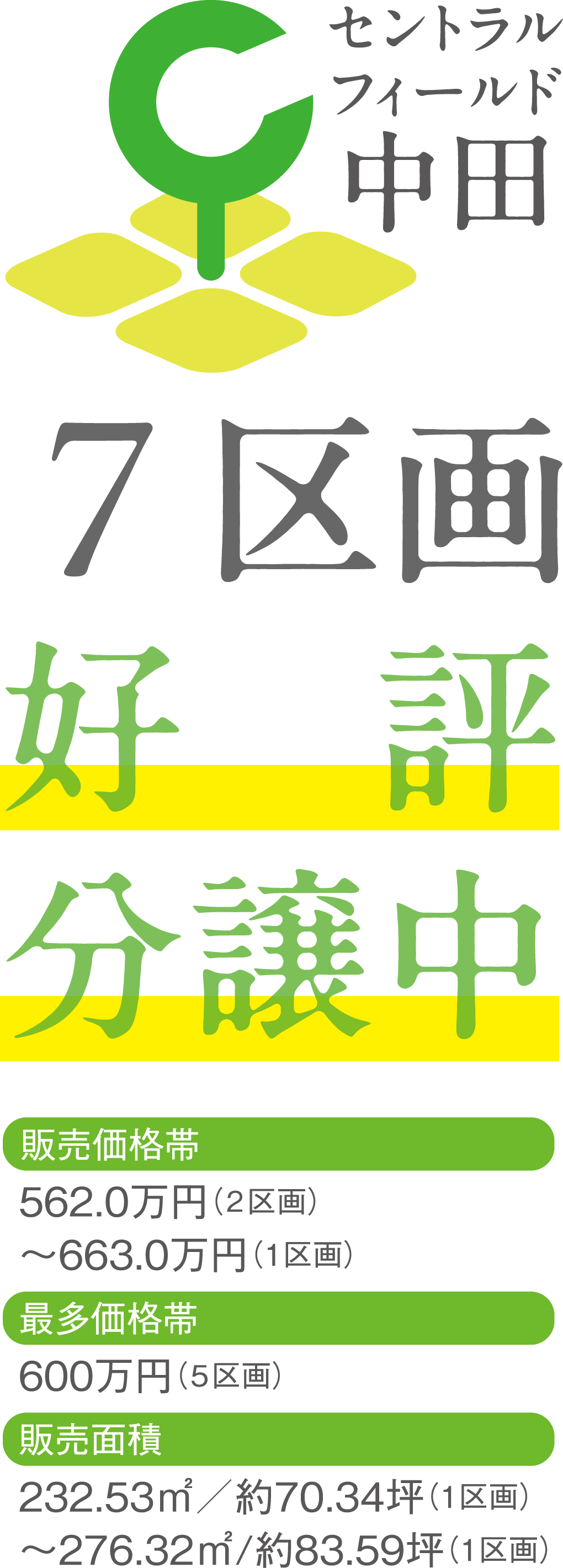 セントラルフィールド中田 好評分譲中